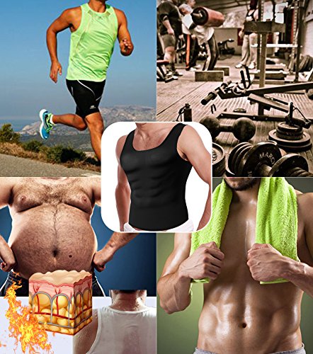 Men Waist Trainer Corset Vest Hot Neoprene Body Shaper Tank Top Sauna Suit Shirt No Zip Trimmer (4XL, Black Sauna Sweat Suits)