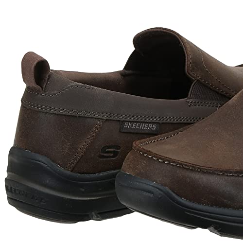 Skechers USA Men's Harper Delen Slip-On Loafer,Dark Brown Leather,12 M US