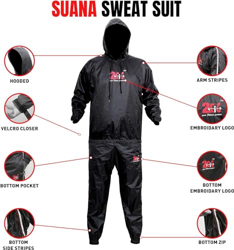 2Fit Heavy Duty Sweat Suit Sauna Exercise Gym Suit Fitness, Weight Loss, AntiRip (XXL)