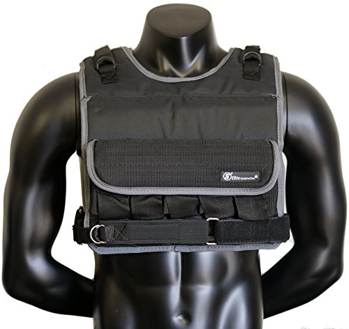Weight vest (Short) - premium quality - best for cross fit training - running - jogging - Fully Adjustable - max weight 90lbs (S elite weight vest) (Elite-Black, 80lbs)