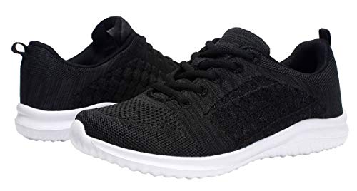 YILAN Women's Fashion Sneakers Breathable Sport Shoes (7, Black-5)