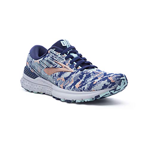 Brooks Womens Adrenaline GTS 19 Running Shoe - Navy/Coral/Ice - B - 10.0