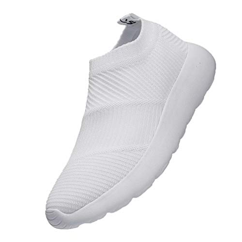 konhill Women's Athletic Walking Shoes - Comfortable Casual Work Gym Slip On Sneakers 6 US White, 37