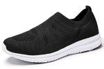 QIUYIXI Men's Lightweight Slip-On Walking Shoes - Black/White