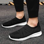QIUYIXI Men's Lightweight Slip-On Walking Shoes - Black/White