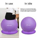 Trideer Ball Chair – Exercise Stability Yoga Ball with Base for Home and Office Desk, Ball Seat, Flexible Seating with Ring & Pump, Improves Balance, Back Pain, Core Strength & Posture（Ball with Ring