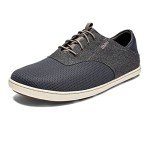 OLUKAI Nohea Moku Men's Boat Shoes, No Tie Laces & Stretch Construction, Breathable Mesh & All Weather Rubber Soles, Charcoal/Clay, 14