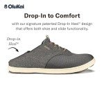 OLUKAI Nohea Moku Men's Boat Shoes, No Tie Laces & Stretch Construction, Breathable Mesh & All Weather Rubber Soles, Charcoal/Clay, 14