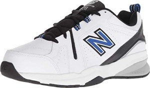 New Balance Men's 608 V5 Casual Comfort Cross Trainer, White/Team Royal, 14 Wide