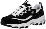 Skechers Sport Women's D'Lites Lace-Up Sneaker, Black/White, 8.5 W US