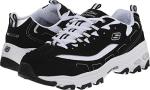 Skechers Sport Women's D'Lites Lace-Up Sneaker, Black/White, 8.5 W US