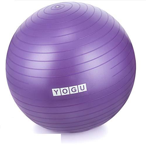 YOGU Stability Exercise Ball 65cm Yoga Balance Ball Birthing Ball with Air Pump Anti-Slip & Anti-Burst Supports 2000lbs Great for Yoga Pilates Abdominal Workout Fitness Ball and Office Chair