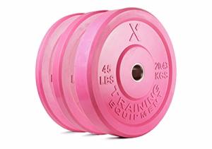 X Training Equipment Premium Pink Olympic Bumper Plate Solid Rubber with Steel Insert - Great for Crossfit Workouts