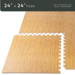FOREST FLOOR Thick Printed Foam Tiles, Premium Wood Grain Interlocking Foam Floor Mats, Anti-Fatigue Flooring, 3/8" Thick, Light Bamboo, 24 Square Feet (6 Tiles)