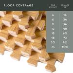 FOREST FLOOR Thick Printed Foam Tiles, Premium Wood Grain Interlocking Foam Floor Mats, Anti-Fatigue Flooring, 3/8" Thick, Light Bamboo, 24 Square Feet (6 Tiles)
