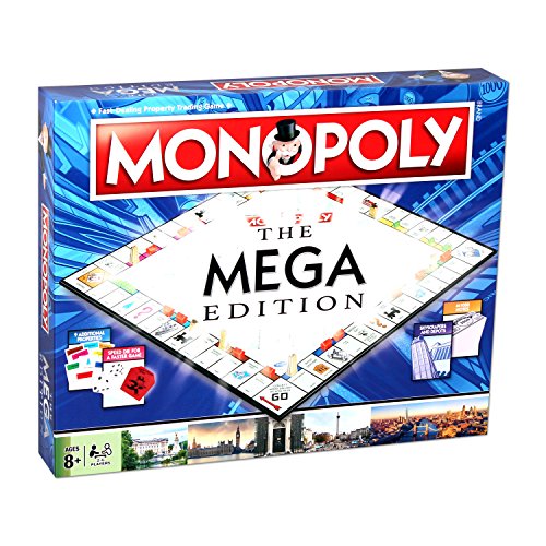 Winning Moves Mega Monopoly Board Game, an Upgrade on The Classic Game Board with 12 Extra Spaces Including Downing Street, Saville Row and Knightsbridge, Invest in Skyscrapers, for Ages 8 Plus