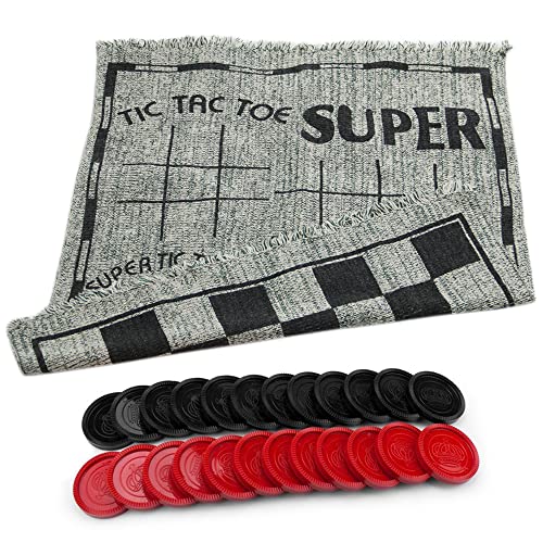 Lulu Home Jumbo Checkers, Giant 3-in-1 Checkers Game Rug Board Game Set, 2 Players