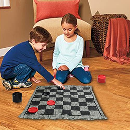 Lulu Home Jumbo Checkers, Giant 3-in-1 Checkers Game Rug Board Game Set, 2 Players