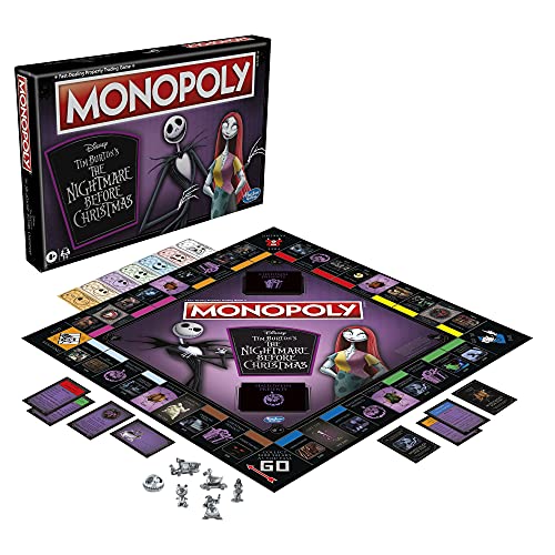 Hasbro Gaming Monopoly: Disney Tim Burton's The Nightmare Before Christmas Edition Board Game, Fun Family Game for Kids Ages 8 and Up (Amazon Exclusive)