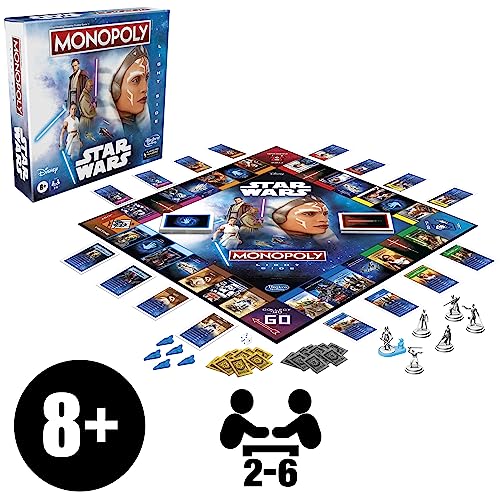 Monopoly Hasbro Gaming Star Wars Light Side Edition Board Game for Families and Kids Ages 8 and Up, Star Wars Jedi Game for 2-6 Players