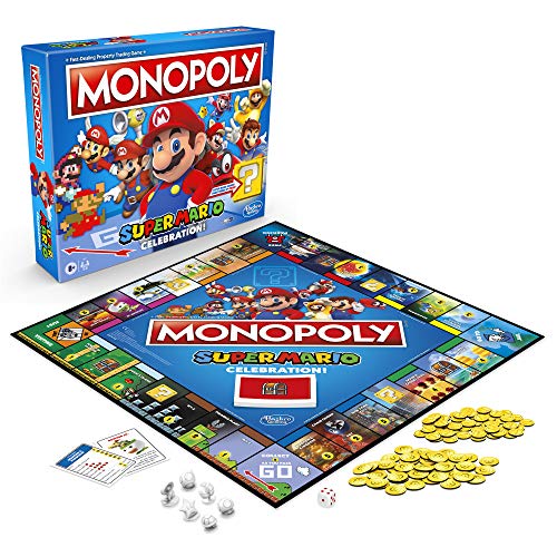 Monopoly Super Mario Celebration Edition Board Game for Super Mario Fans for Ages 8 and Up with Video Game Sound Effects, Multicolor