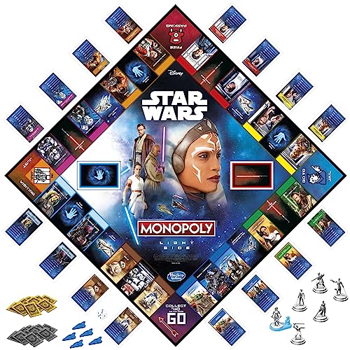 Monopoly Hasbro Gaming Star Wars Light Side Edition Board Game for Families and Kids Ages 8 and Up, Star Wars Jedi Game for 2-6 Players