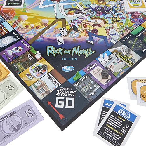 Hasbro Gaming Monopoly: Rick and Morty Edition Board Game, Cartoon Network Game for Families and Teens 17+, Includes Collectible Monopoly Tokens (Amazon Exclusive)