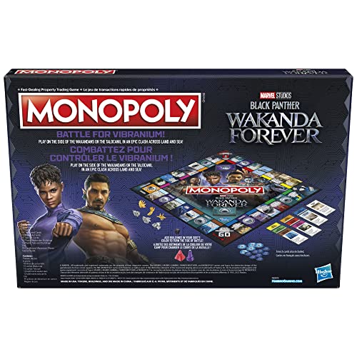 Monopoly: Marvel Studios' Black Panther: Wakanda Forever Edition Board Game for Families and Kids Ages 8+, Game for 2-6 Players