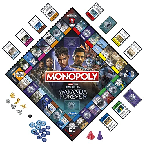 Monopoly: Marvel Studios' Black Panther: Wakanda Forever Edition Board Game for Families and Kids Ages 8+, Game for 2-6 Players