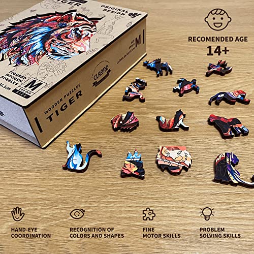 Tiger Wooden Puzzle - 200pcs, Animal Shaped
