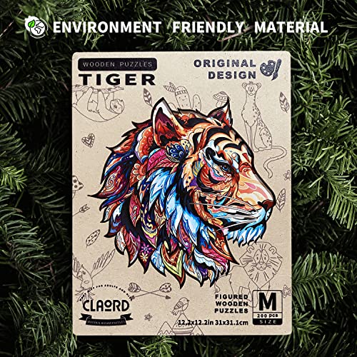Tiger Wooden Puzzle - 200pcs, Animal Shaped