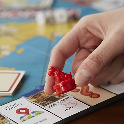 Hasbro Gaming Monopoly World Tour Board Game with Token Stampers and Dry-Erase Gameboard for Family Game Night