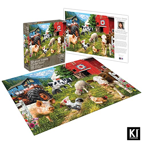 Happy Farm Day: Whimsical Animal Scene Jigsaw (750 pieces)