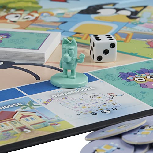 Hasbro Gaming Monopoly Junior: Bluey Edition Board Game for Kids Ages 5+, Play as Bluey, Bingo, Mum, and Dad, Features Artwork from The Animated Series (Amazon Exclusive)