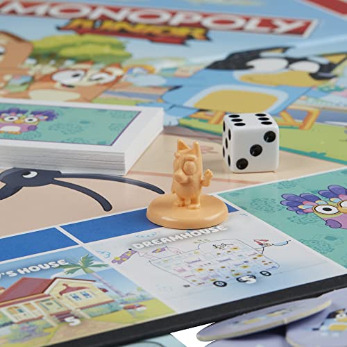 Hasbro Gaming Monopoly Junior: Bluey Edition Board Game for Kids Ages 5+, Play as Bluey, Bingo, Mum, and Dad, Features Artwork from The Animated Series (Amazon Exclusive)