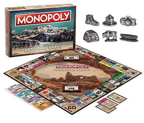 Monopoly National Parks 2020 Edition | Featuring Over 60 National Parks from Across The United States | Iconic Locations Such as Yellowstone, Yosemite, Grand Canyon, and More | Licensed Monopoly Game