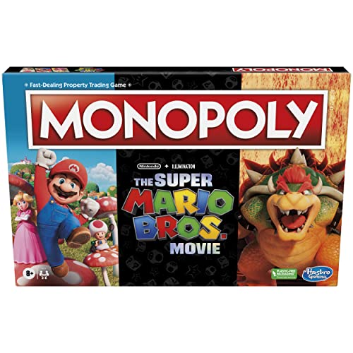 Monopoly The Super Mario Bros. Movie Edition Kids Board Game, Family Games for Super Mario Fans, Includes Bowser Token, Ages 8+