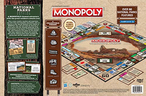 Monopoly National Parks 2020 Edition | Featuring Over 60 National Parks from Across The United States | Iconic Locations Such as Yellowstone, Yosemite, Grand Canyon, and More | Licensed Monopoly Game
