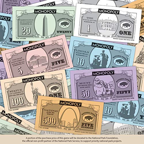 Monopoly National Parks 2020 Edition | Featuring Over 60 National Parks from Across The United States | Iconic Locations Such as Yellowstone, Yosemite, Grand Canyon, and More | Licensed Monopoly Game
