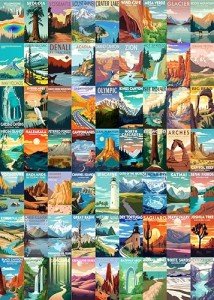 National Parks Puzzle for Adults 1000 Pieces, Travel Poster Landscape Puzzle Including Zion Yellowstone Yosemite, Nature Jigsaw Puzzles Scenery Mountain Scene