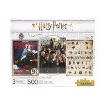 Aquarius Set of 3 Harry Potter Puzzles (Three 500 Piece Jigsaw Puzzles) - Glare Free - Precision Fit - Officially Licensed HP Merchandise & Collectibles - 14x19 Inches Each
