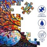 PICKFORU Stained Glass Puzzle Tree of Life Puzzles for Adults 1000 Pieces, Impossible Hard Difficult Challenging Puzzles for Adults, Colorful Mosaic Tree of Life Jigsaw Puzzle 1000 Pieces