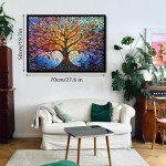 PICKFORU Stained Glass Puzzle Tree of Life Puzzles for Adults 1000 Pieces, Impossible Hard Difficult Challenging Puzzles for Adults, Colorful Mosaic Tree of Life Jigsaw Puzzle 1000 Pieces