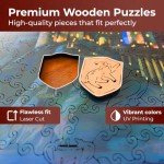CRAFTHUB Harry Potter Puzzle – Magical Hogwarts Castle – A3 Size – Wooden Jigsaw Puzzles for Adults – 205 Unique Shaped Pieces – Officially Licensed Merchandise – 10.8" x 10.9"