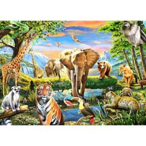 1000 Pieces Puzzles for Adults, Animal World Jigsaw Puzzle Challenging Night Game, Interlock Perfectly No Dust, for House Decoration, Birthday Party Holiday Toy for Kids Boys and Girls