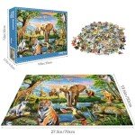 1000 Pieces Puzzles for Adults, Animal World Jigsaw Puzzle Challenging Night Game, Interlock Perfectly No Dust, for House Decoration, Birthday Party Holiday Toy for Kids Boys and Girls