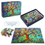 500 Piece Puzzles for Adults Stained Glass Tree of Life Flower Puzzle for Adults Colorful Mosaic Jigsaw Puzzles 500 Pieces with Letters on Back Hard Impossible Difficult Challenging Family Puzzle