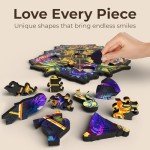 CRAFTHUB Harry Potter Puzzle – Hogwarts Crest – Fine Oddities – A3 Size – Wooden Jigsaw Puzzles for Adults – 201 Unique Shaped Pieces – Officially Licensed Merchandise – 10.8" x 13"