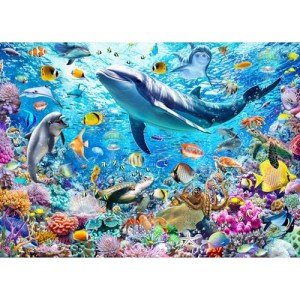 Chalzidar Jigsaw Puzzles for Adults 1000 Pieces, Interlock Perfectly Letter on Back No Dust, 1:1 Poster, Home Decor Birthday Party Gift Toy for Men Women Elders Seniors (Colorful Undersea)