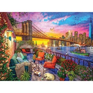 RoseArt - Kodak Premium Cork - Manhattan Balcony Sunset - 1000 Piece Jigsaw Puzzle for Adults
